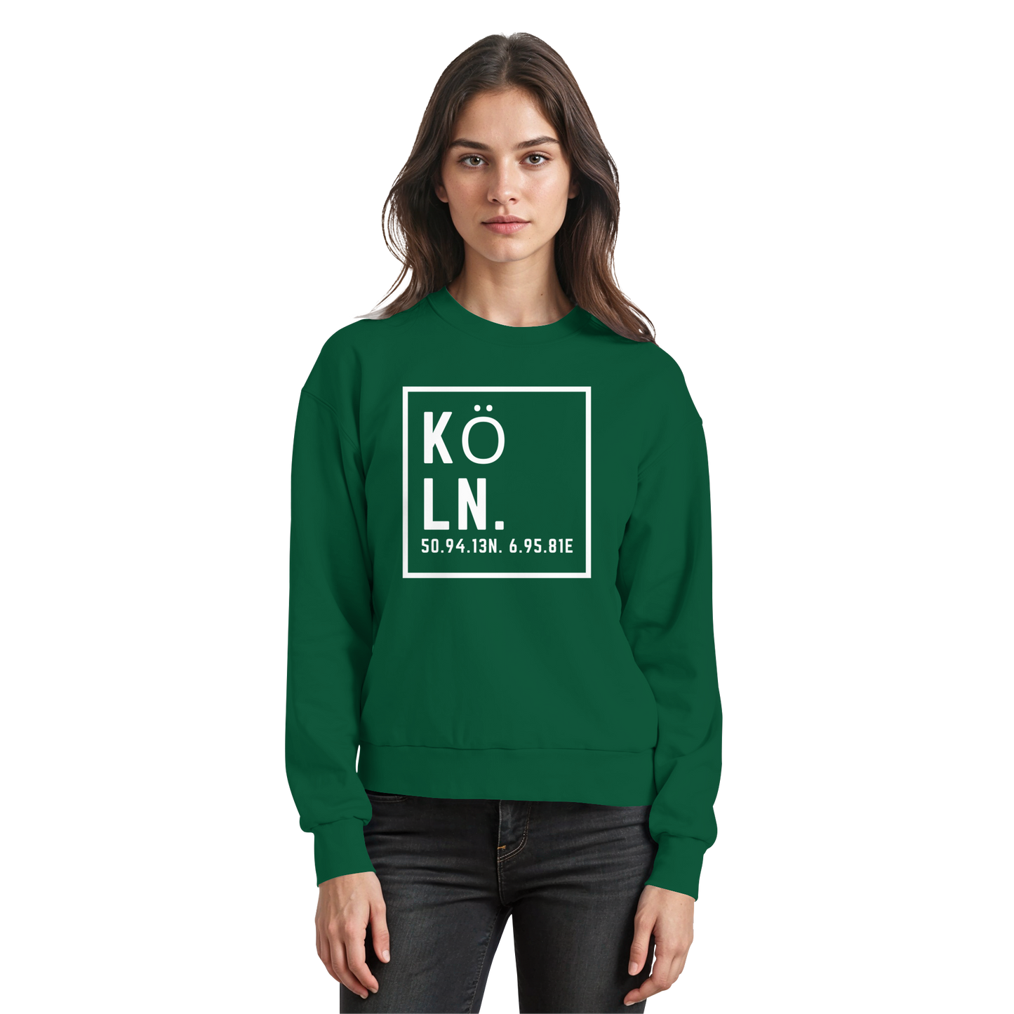 Köln Koordinaten (großer Druck auf der Brust) - Basic Sweatshirt