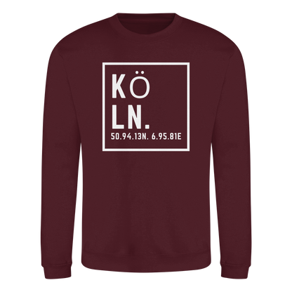 Köln Koordinaten (großer Druck auf der Brust) - Basic Sweatshirt