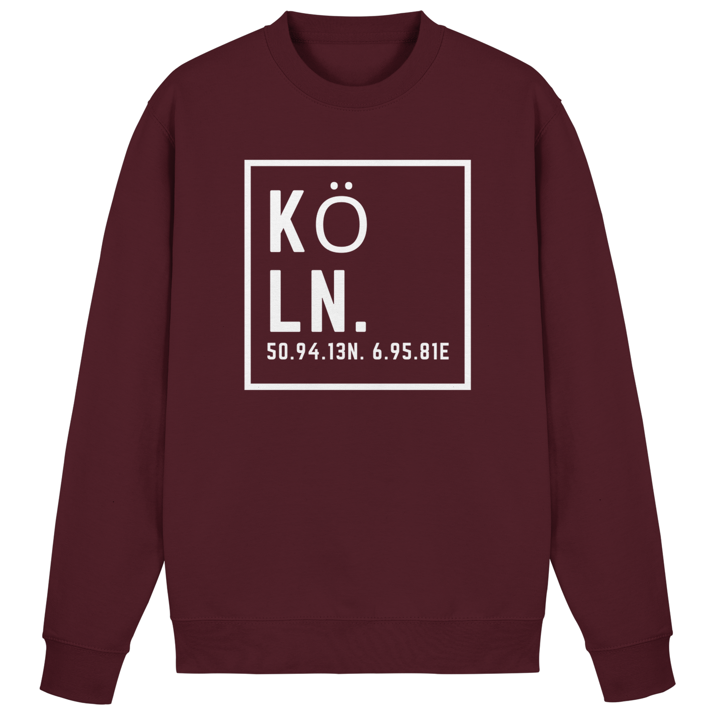 Köln Koordinaten (großer Druck auf der Brust) - Basic Sweatshirt