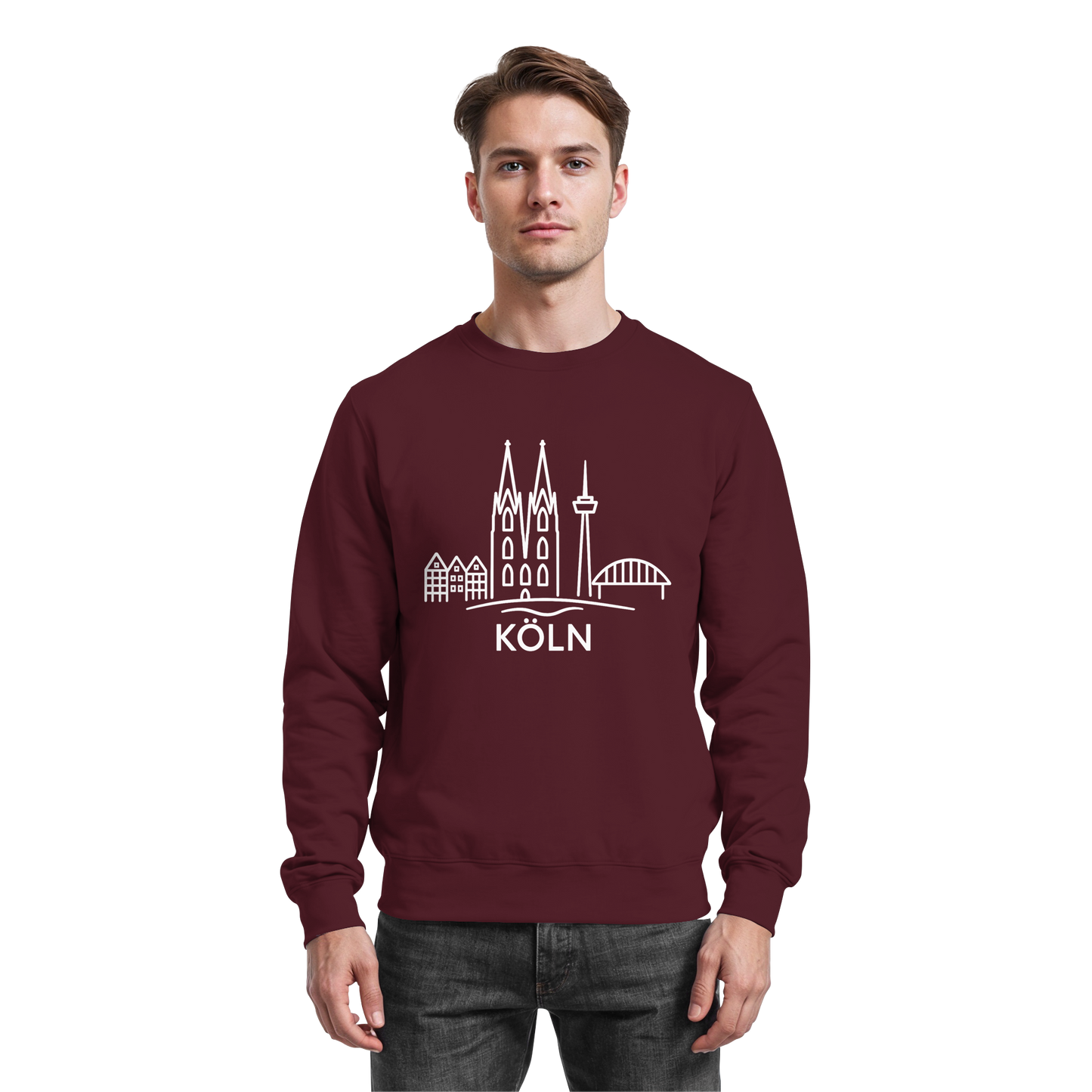 Köln Skyline (großer Druck auf der Brust) - Basic Sweatshirt