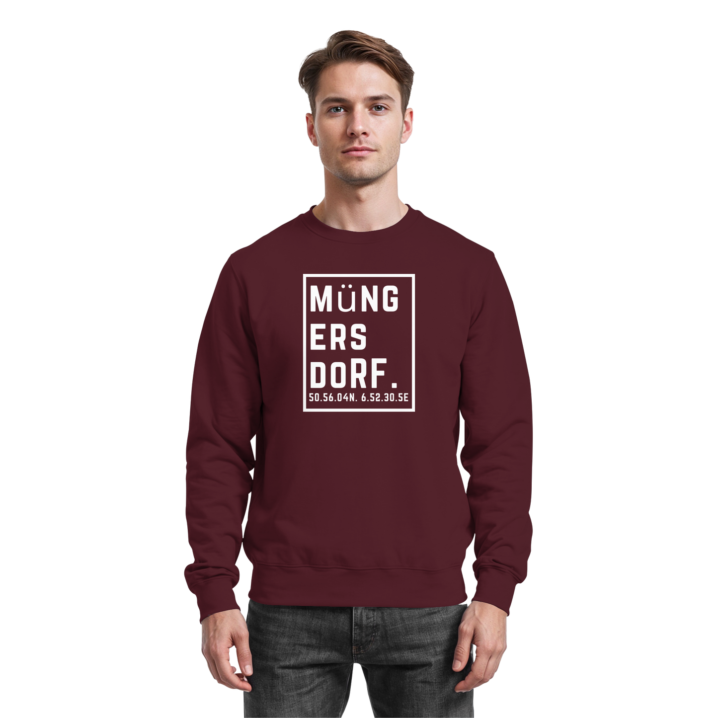 Müngersdorf Koordinaten (großer Druck auf der Brust) - Basic Sweatshirt
