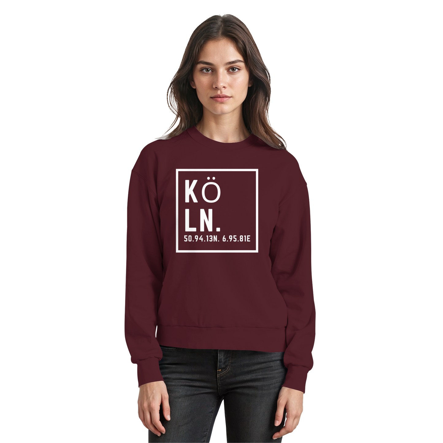 Köln Koordinaten (großer Druck auf der Brust) - Basic Sweatshirt