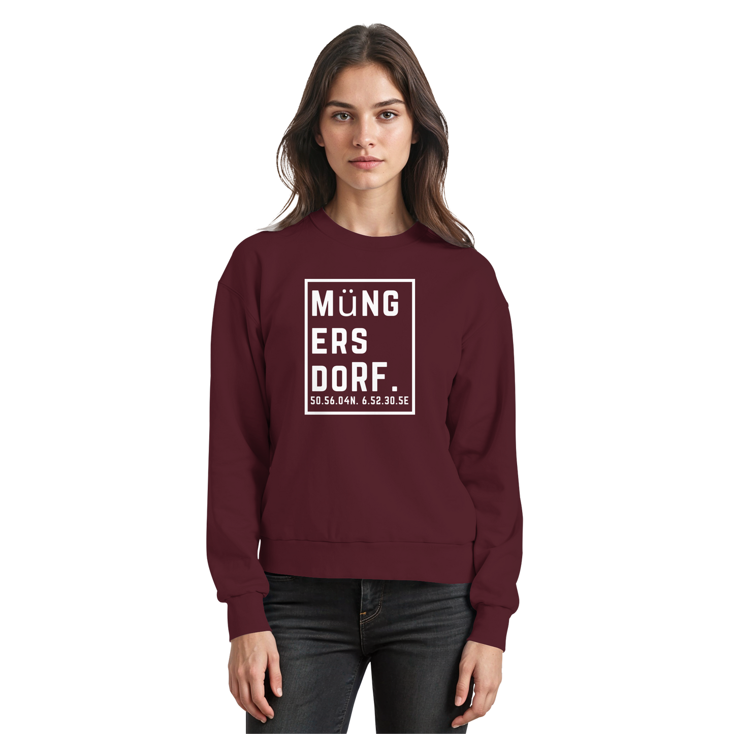 Müngersdorf Koordinaten (großer Druck auf der Brust) - Basic Sweatshirt