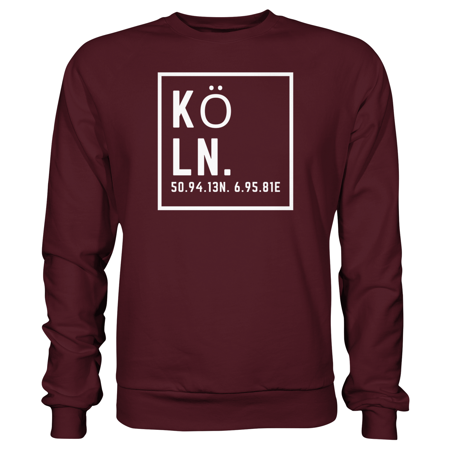 Köln Koordinaten (großer Druck auf der Brust) - Basic Sweatshirt