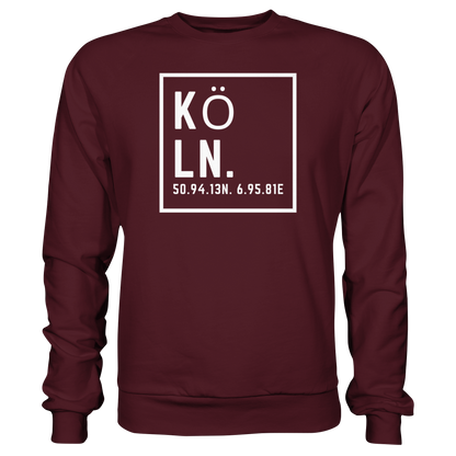 Köln Koordinaten (großer Druck auf der Brust) - Basic Sweatshirt