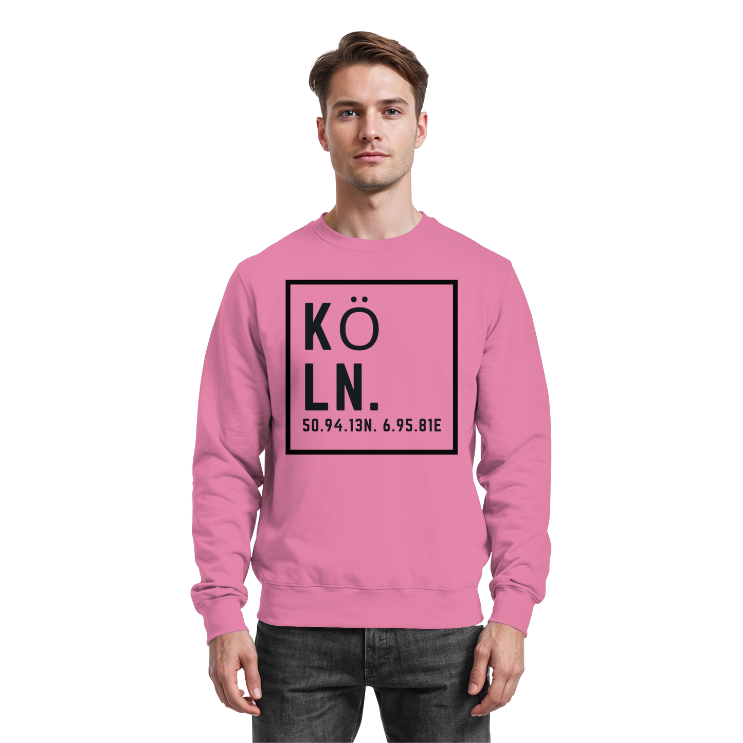 Köln Koordinaten (großer Druck auf der Brust) - Basic Sweatshirt
