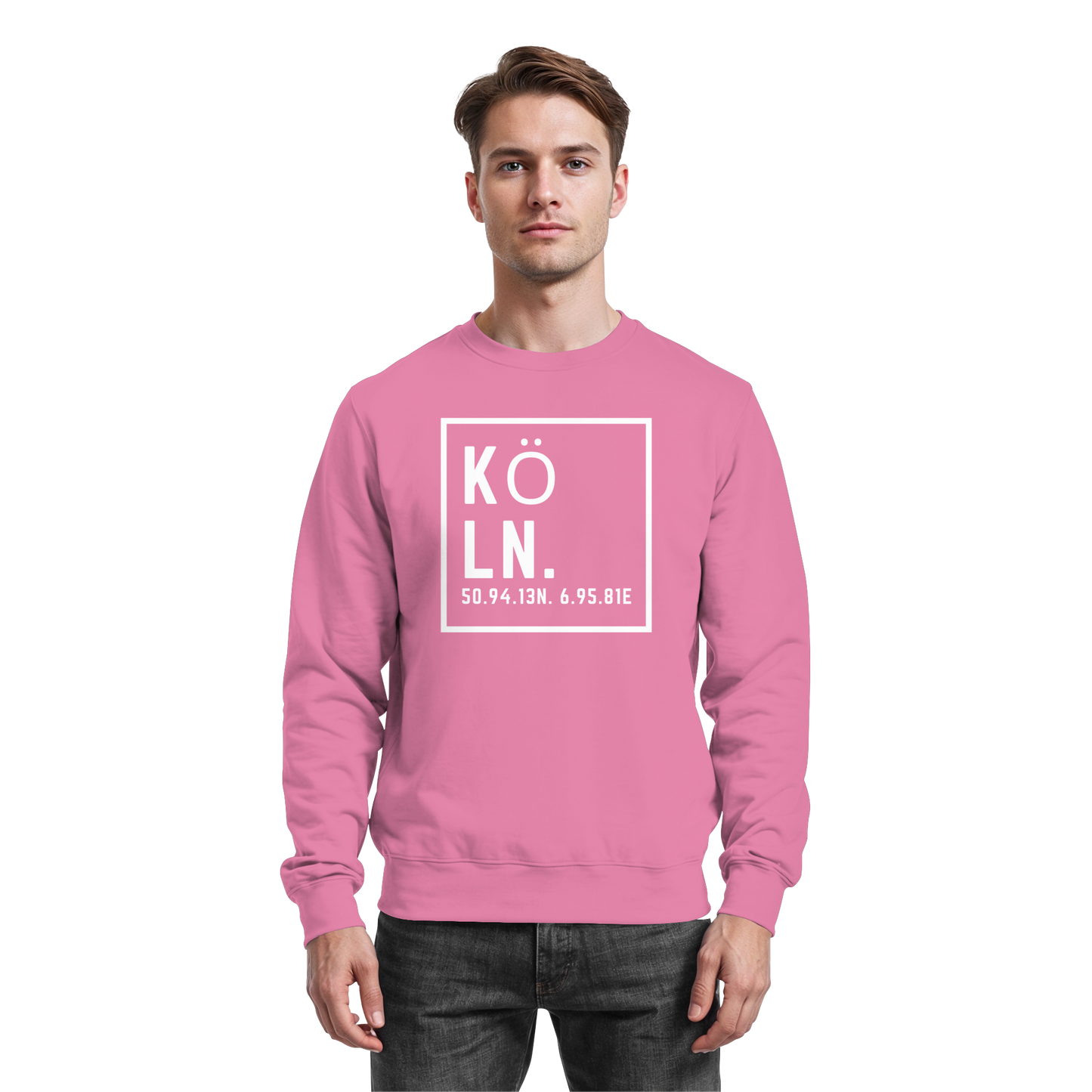 Köln Koordinaten (großer Druck auf der Brust) - Basic Sweatshirt