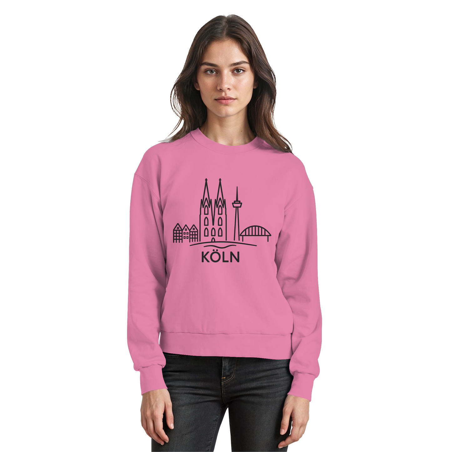 Köln Skyline (großer Druck auf der Brust) - Basic Sweatshirt