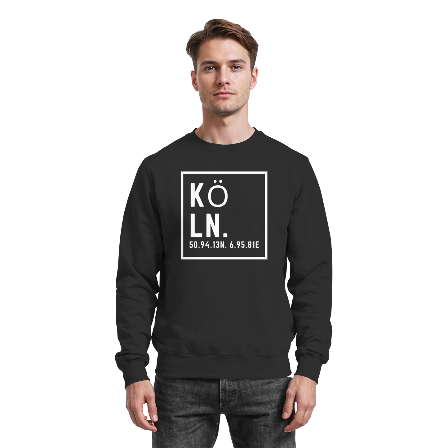 Köln Koordinaten (großer Druck auf der Brust) - Basic Sweatshirt