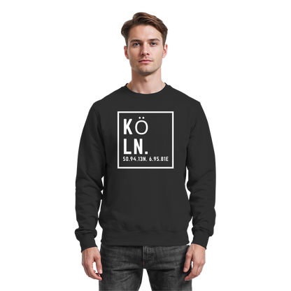 Köln Koordinaten (großer Druck auf der Brust) - Basic Sweatshirt