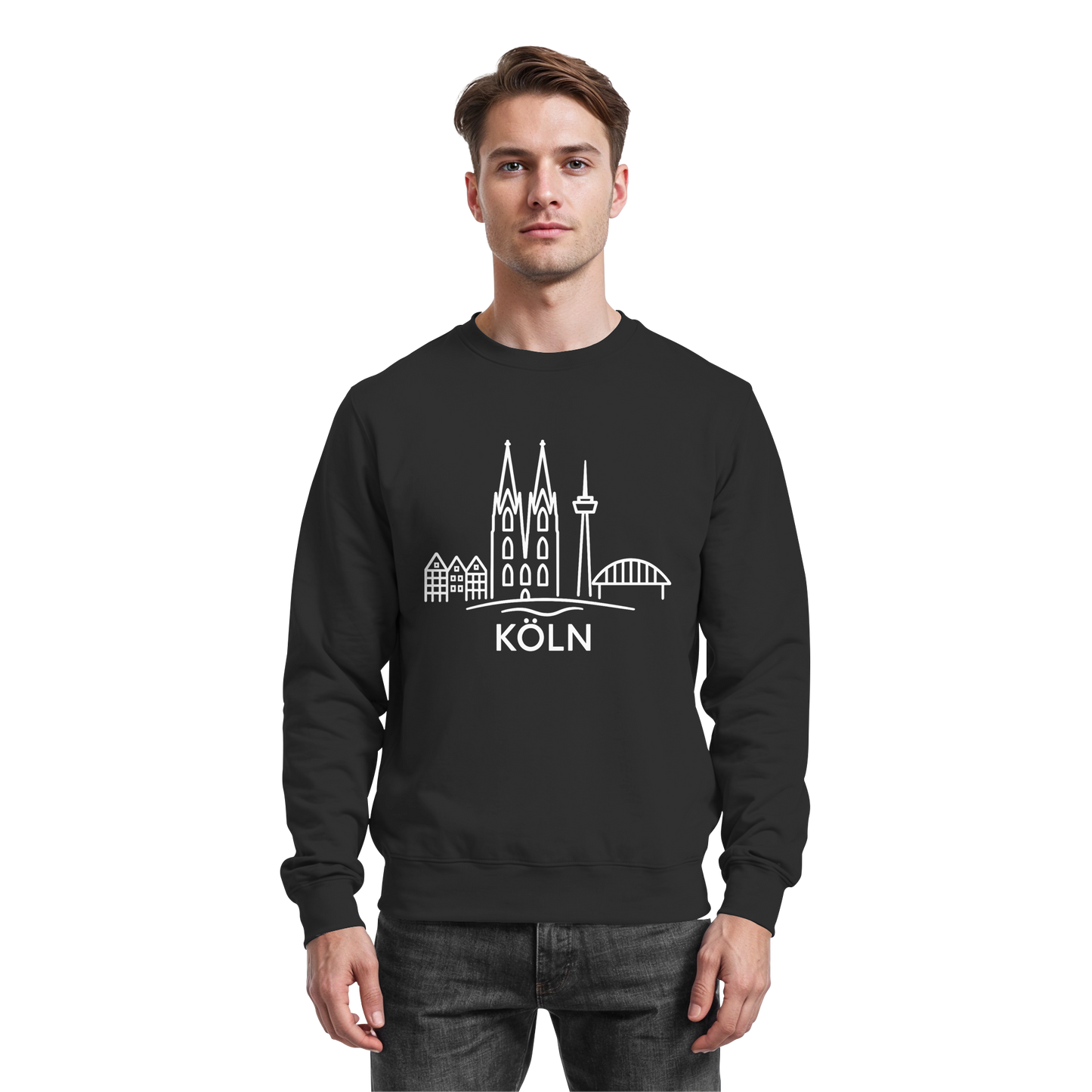 Köln Skyline (großer Druck auf der Brust) - Basic Sweatshirt