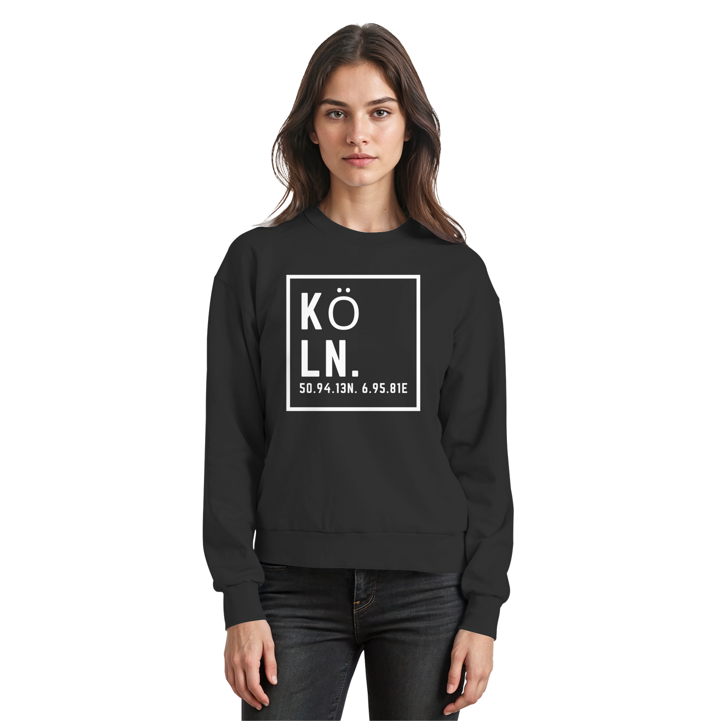 Köln Koordinaten (großer Druck auf der Brust) - Basic Sweatshirt