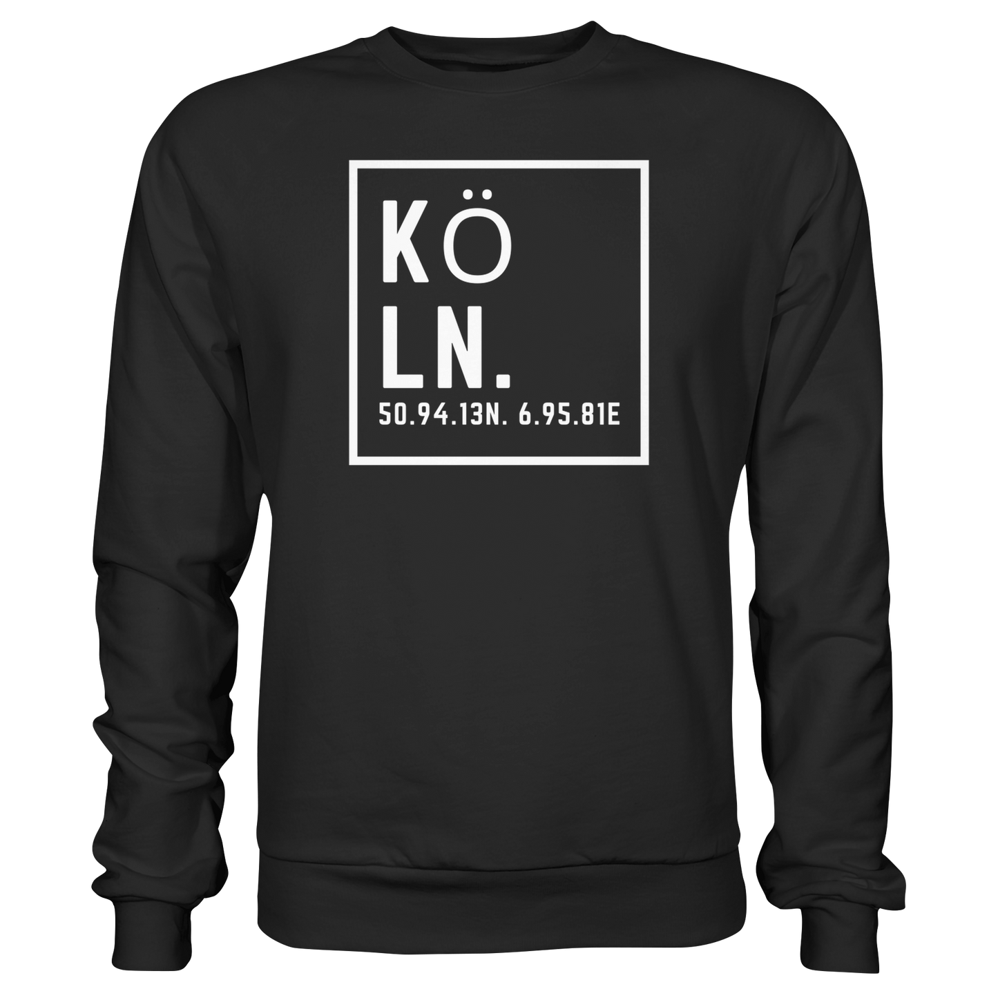 Köln Koordinaten (großer Druck auf der Brust) - Basic Sweatshirt