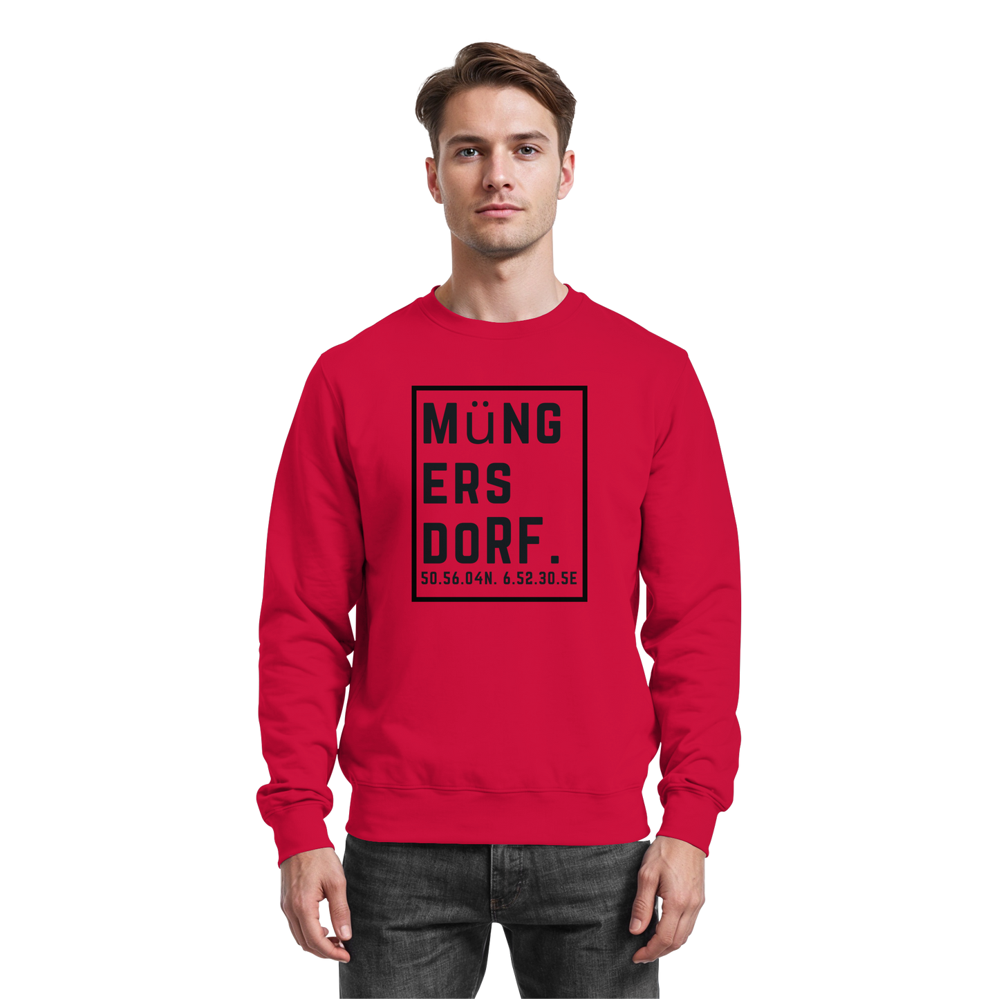 Müngersdorf Koordinaten (großer Druck auf der Brust) - Basic Sweatshirt