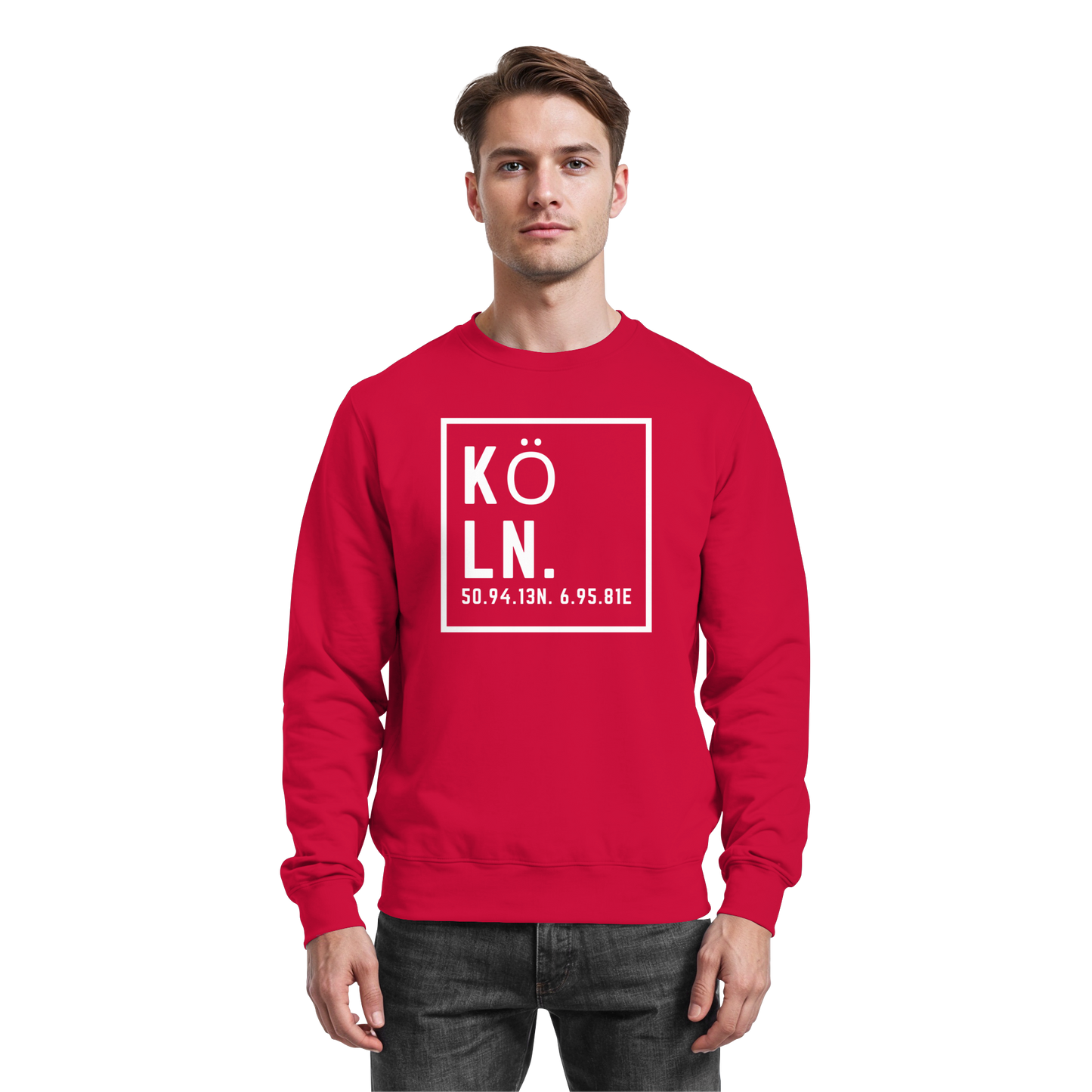Köln Koordinaten (großer Druck auf der Brust) - Basic Sweatshirt