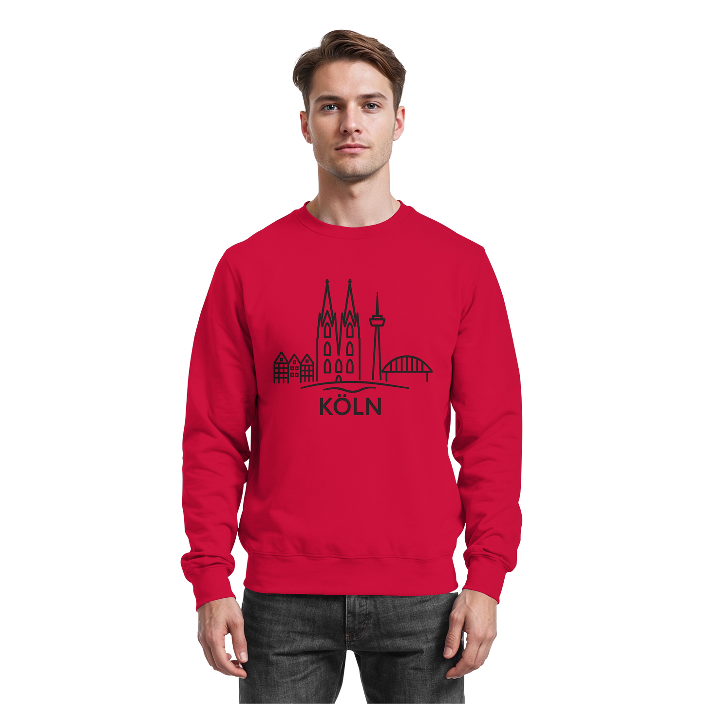 Köln Skyline (großer Druck auf der Brust) - Basic Sweatshirt