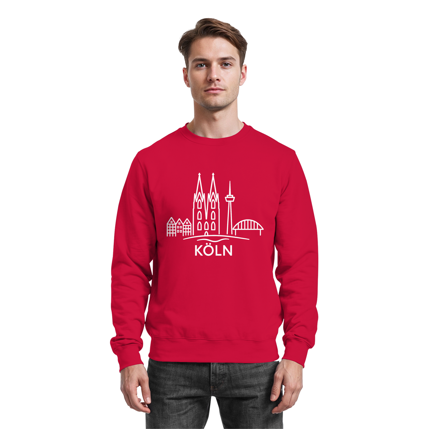 Köln Skyline (großer Druck auf der Brust) - Basic Sweatshirt