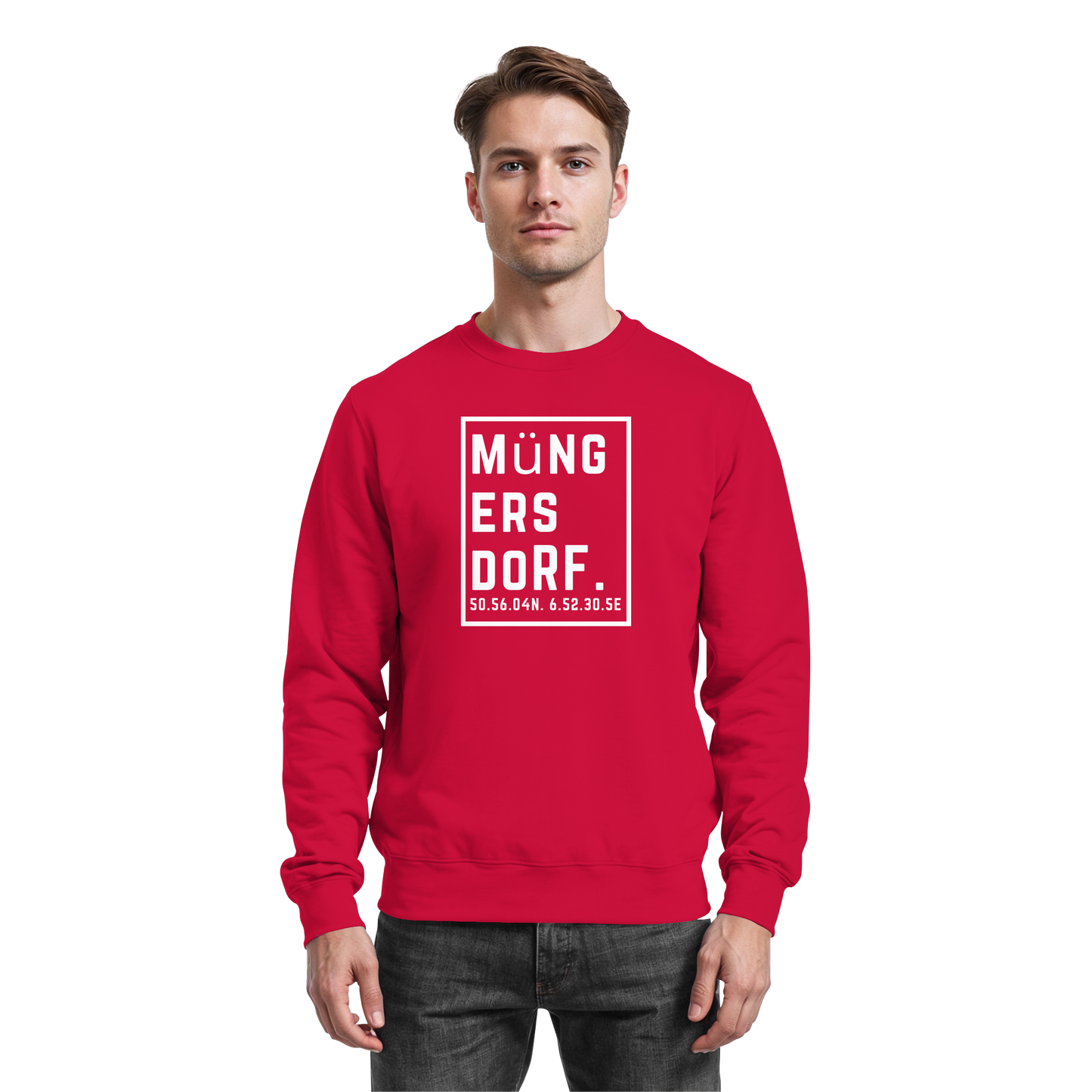 Müngersdorf Koordinaten (großer Druck auf der Brust) - Basic Sweatshirt