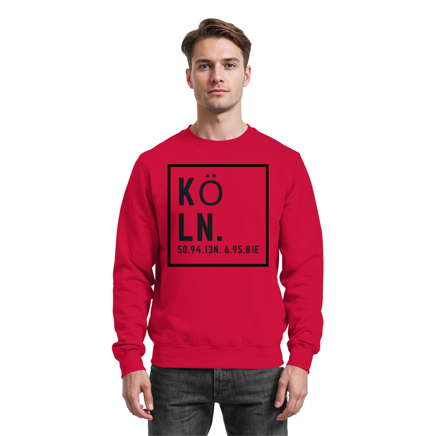 Köln Koordinaten (großer Druck auf der Brust) - Basic Sweatshirt