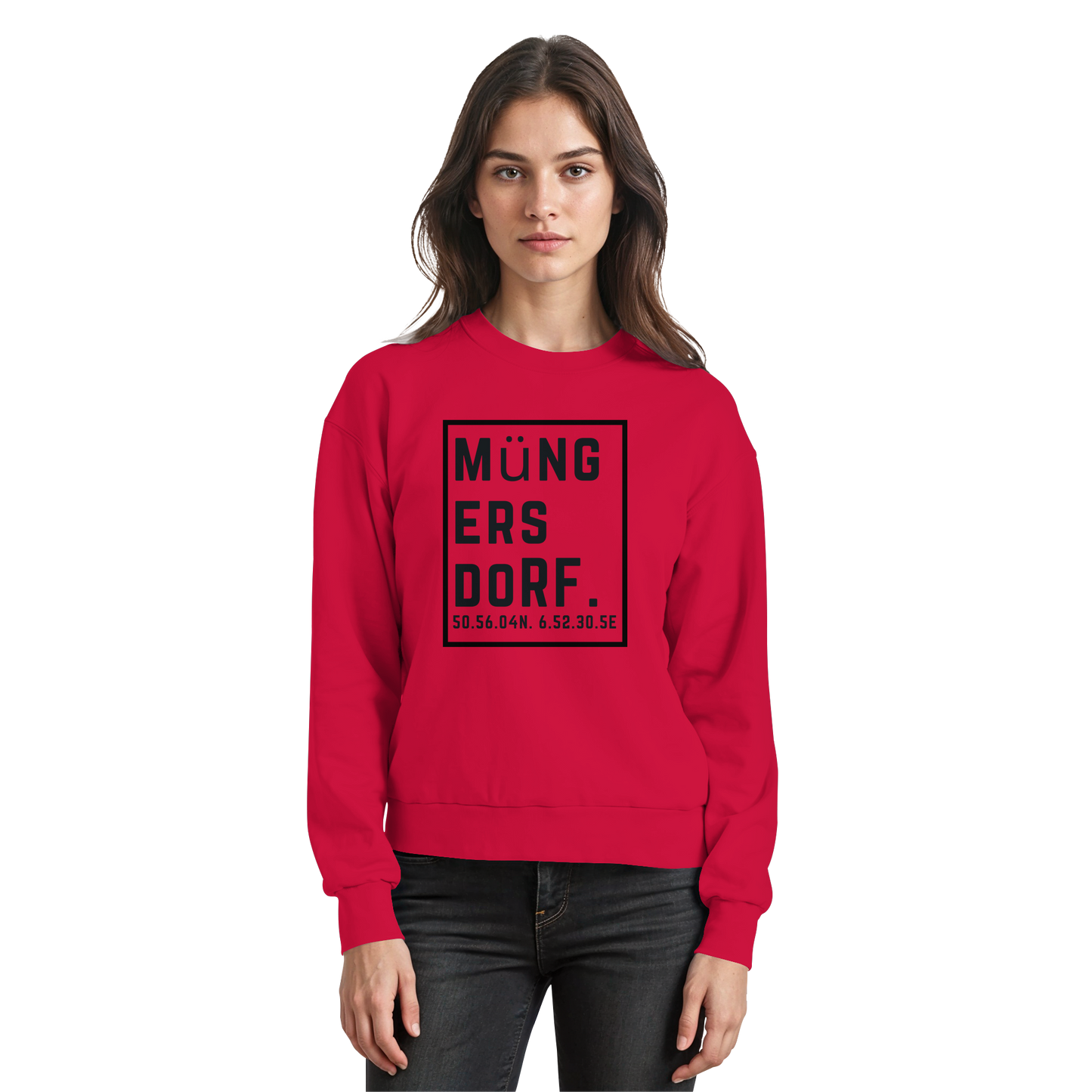 Müngersdorf Koordinaten (großer Druck auf der Brust) - Basic Sweatshirt