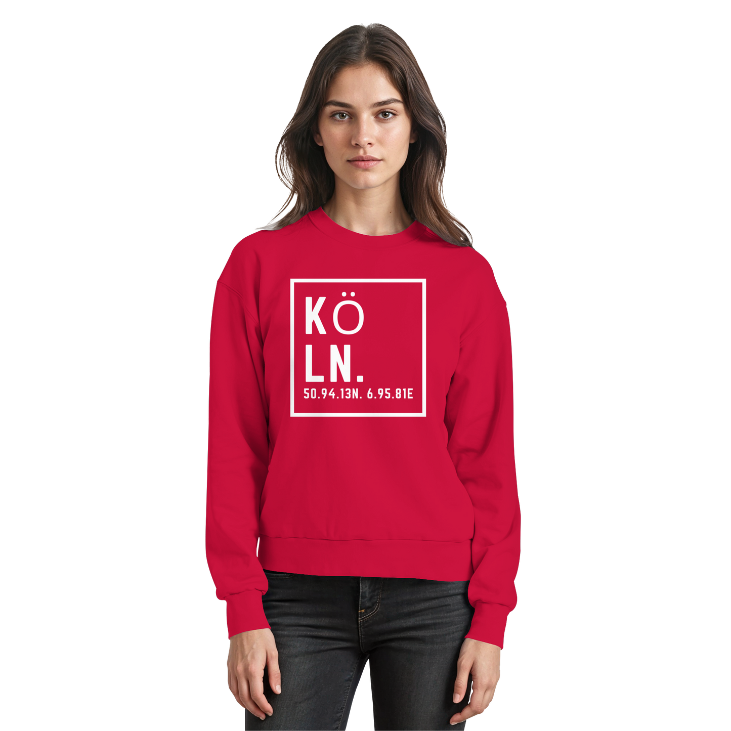 Köln Koordinaten (großer Druck auf der Brust) - Basic Sweatshirt