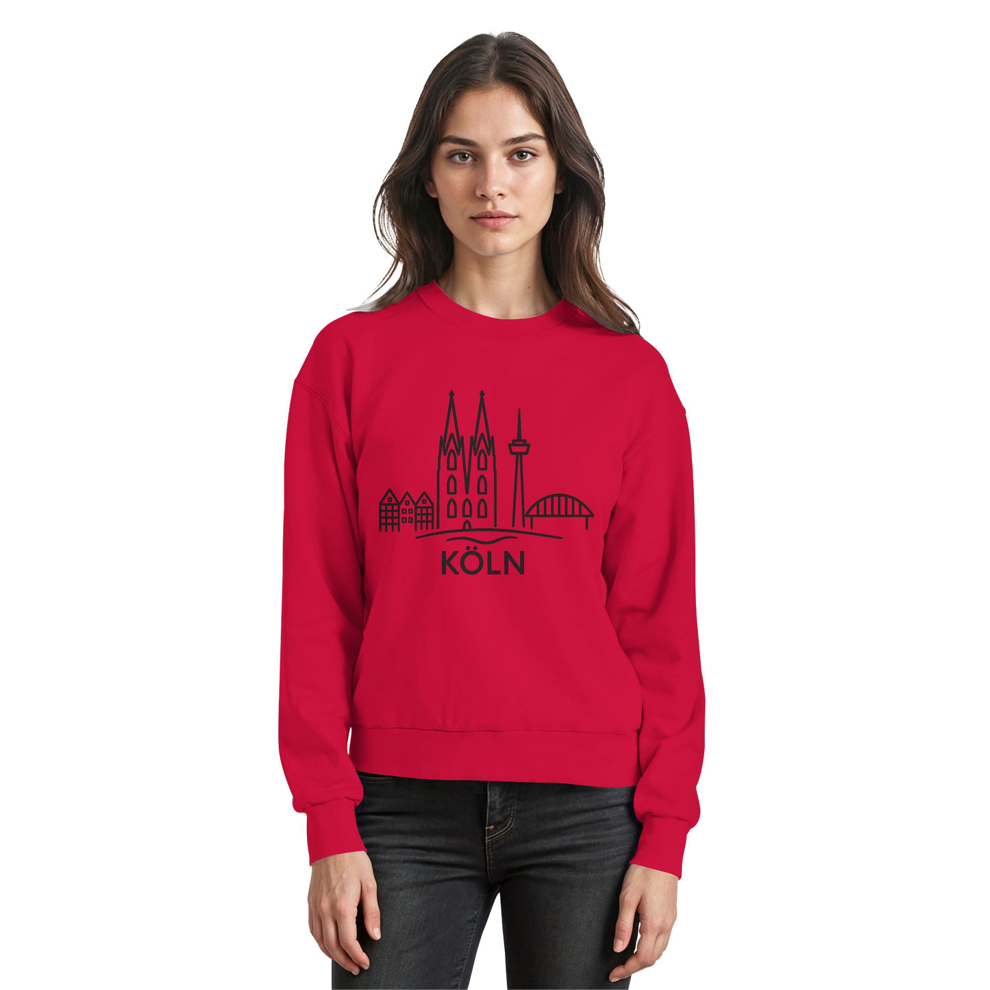 Köln Skyline (großer Druck auf der Brust) - Basic Sweatshirt