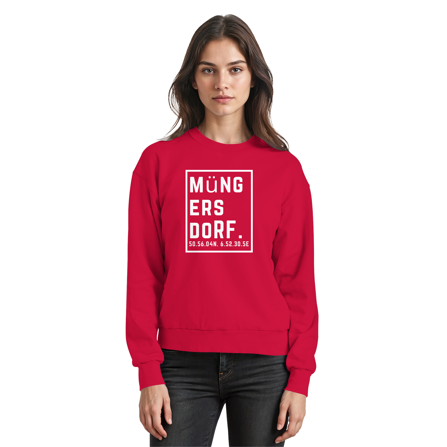 Müngersdorf Koordinaten (großer Druck auf der Brust) - Basic Sweatshirt