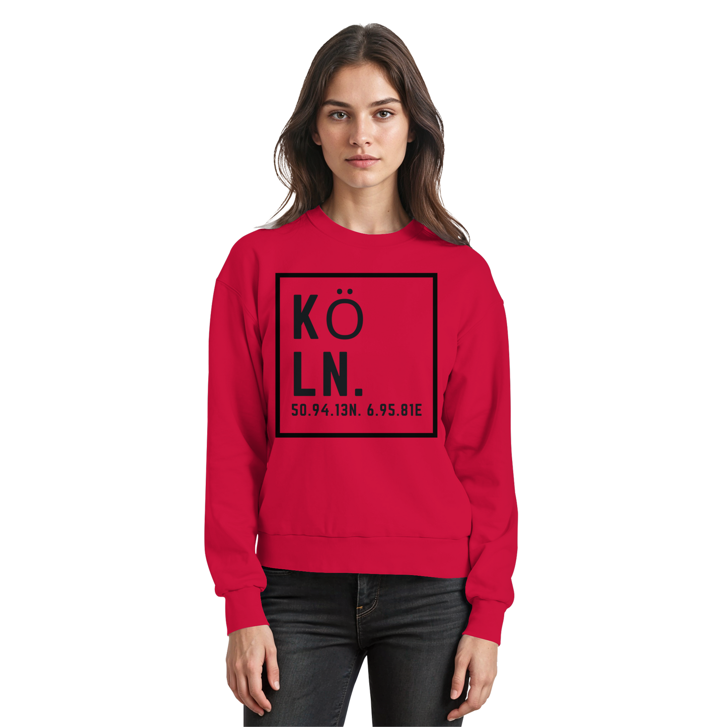 Köln Koordinaten (großer Druck auf der Brust) - Basic Sweatshirt