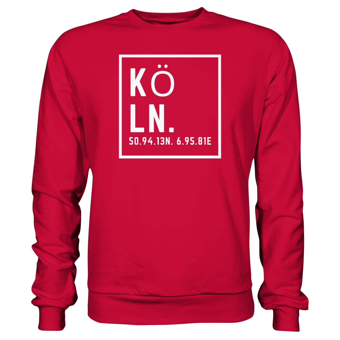 Köln Koordinaten (großer Druck auf der Brust) - Basic Sweatshirt