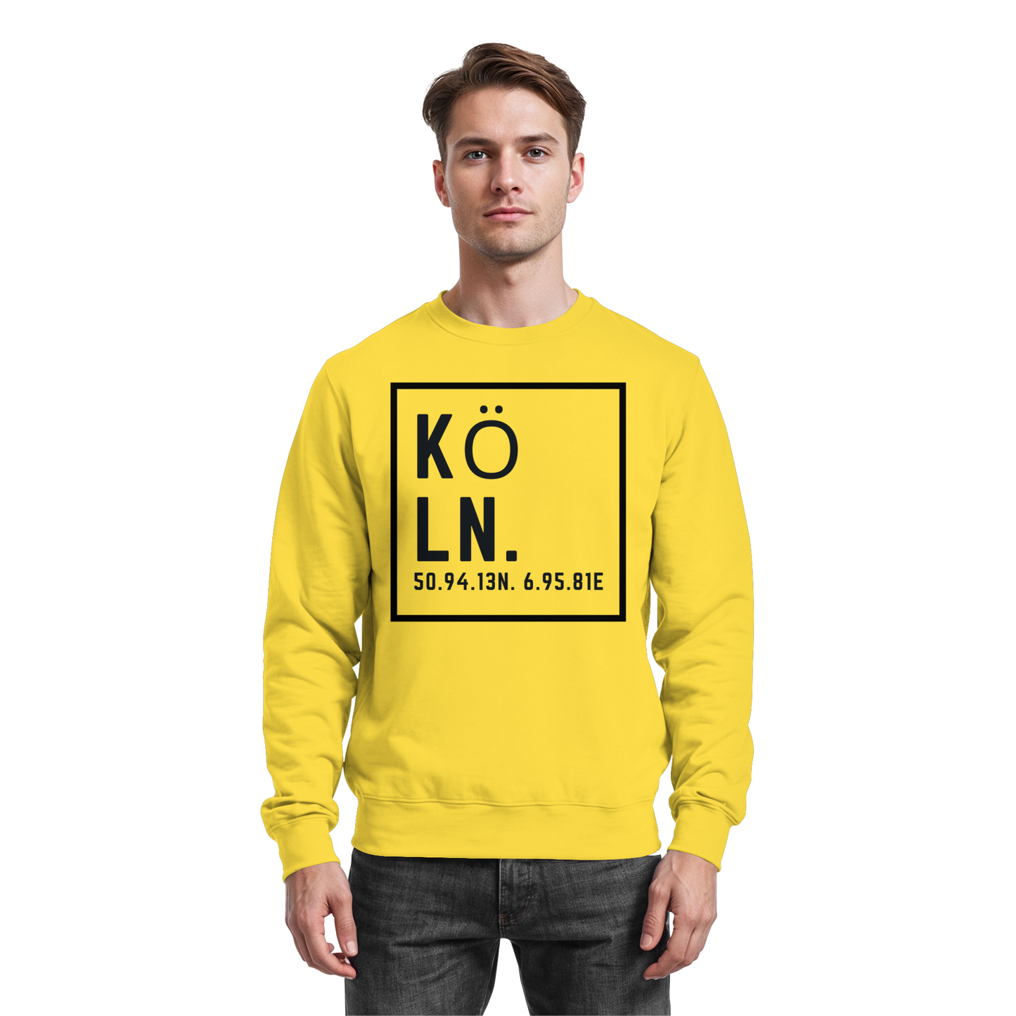 Köln Koordinaten (großer Druck auf der Brust) - Basic Sweatshirt