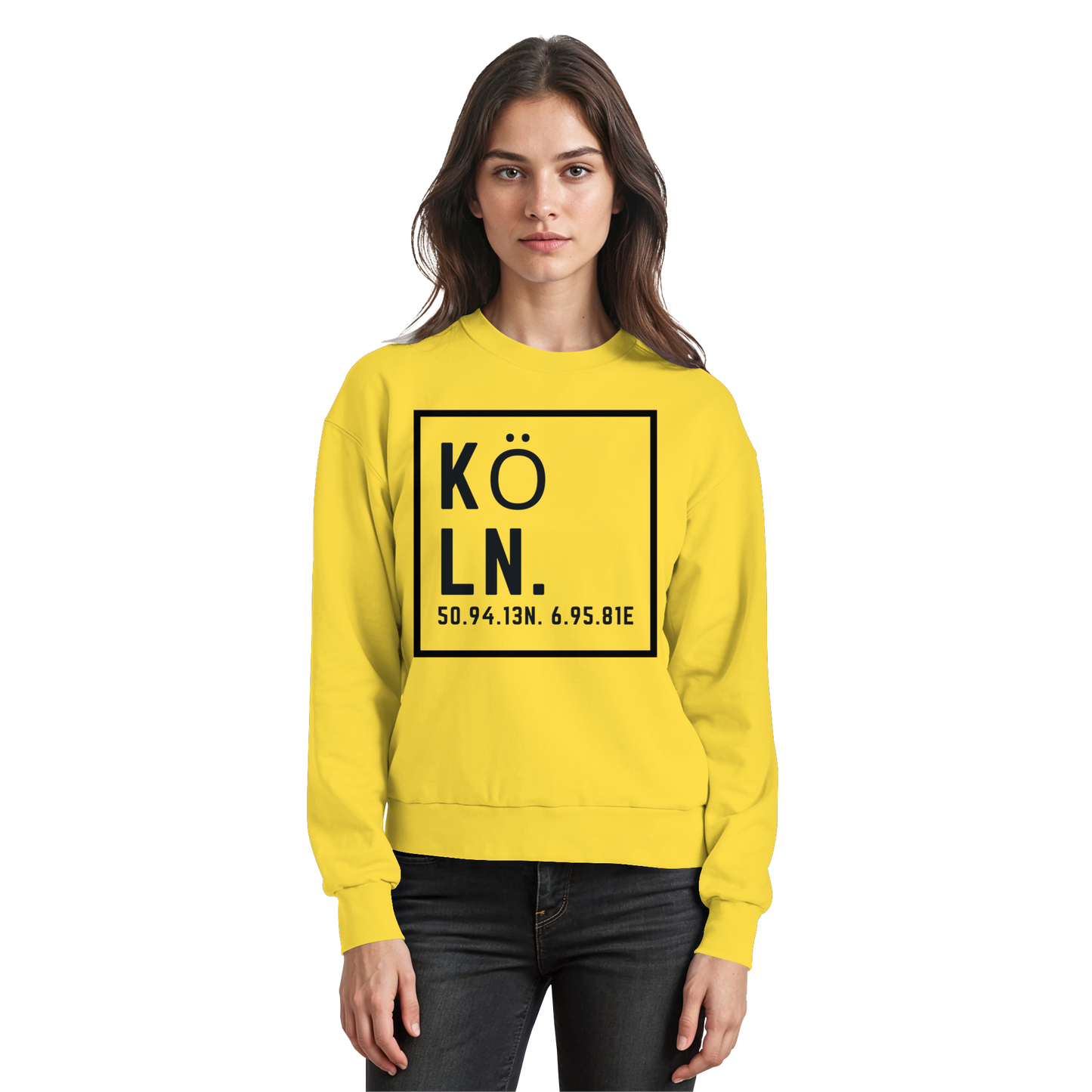 Köln Koordinaten (großer Druck auf der Brust) - Basic Sweatshirt