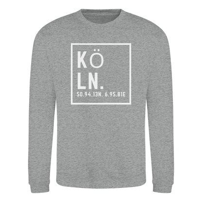 Köln Koordinaten (großer Druck auf der Brust) - Basic Sweatshirt