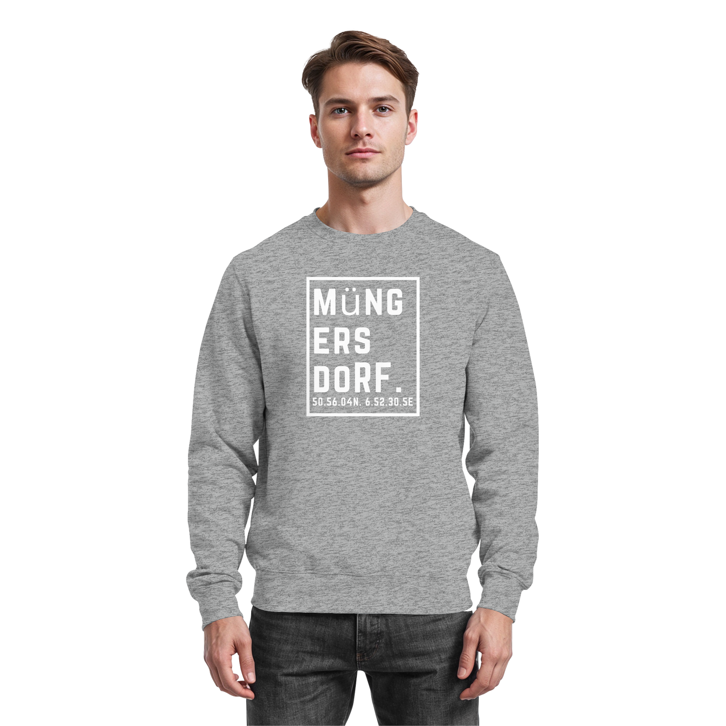 Müngersdorf Koordinaten (großer Druck auf der Brust) - Basic Sweatshirt