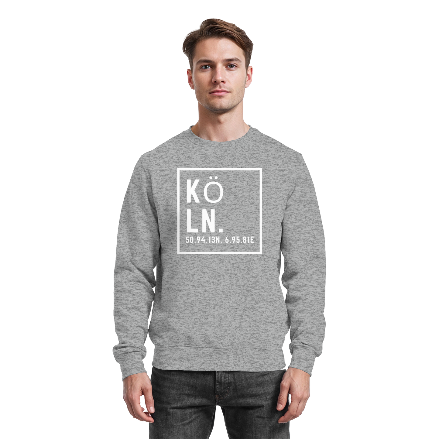 Köln Koordinaten (großer Druck auf der Brust) - Basic Sweatshirt