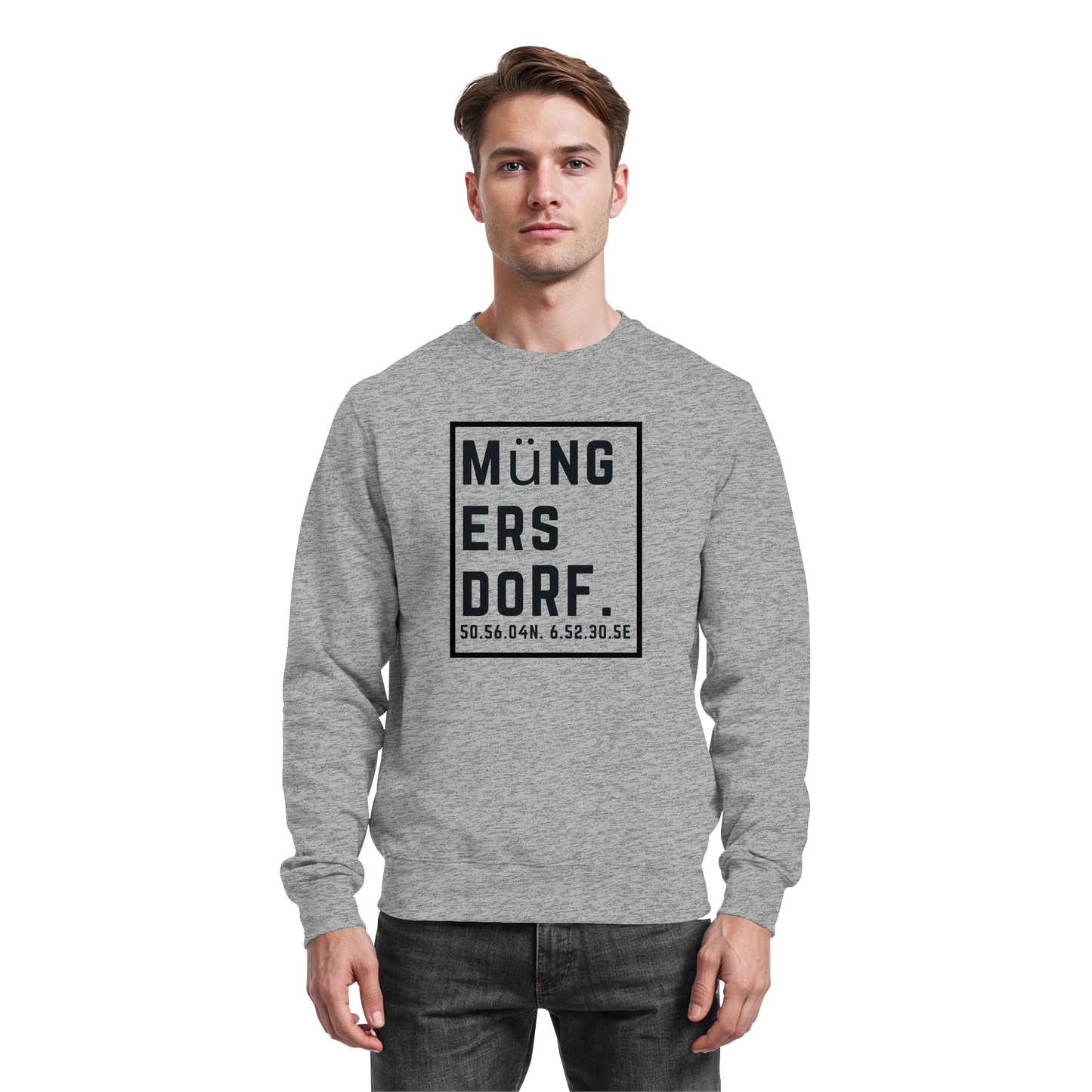 Müngersdorf Koordinaten (großer Druck auf der Brust) - Basic Sweatshirt