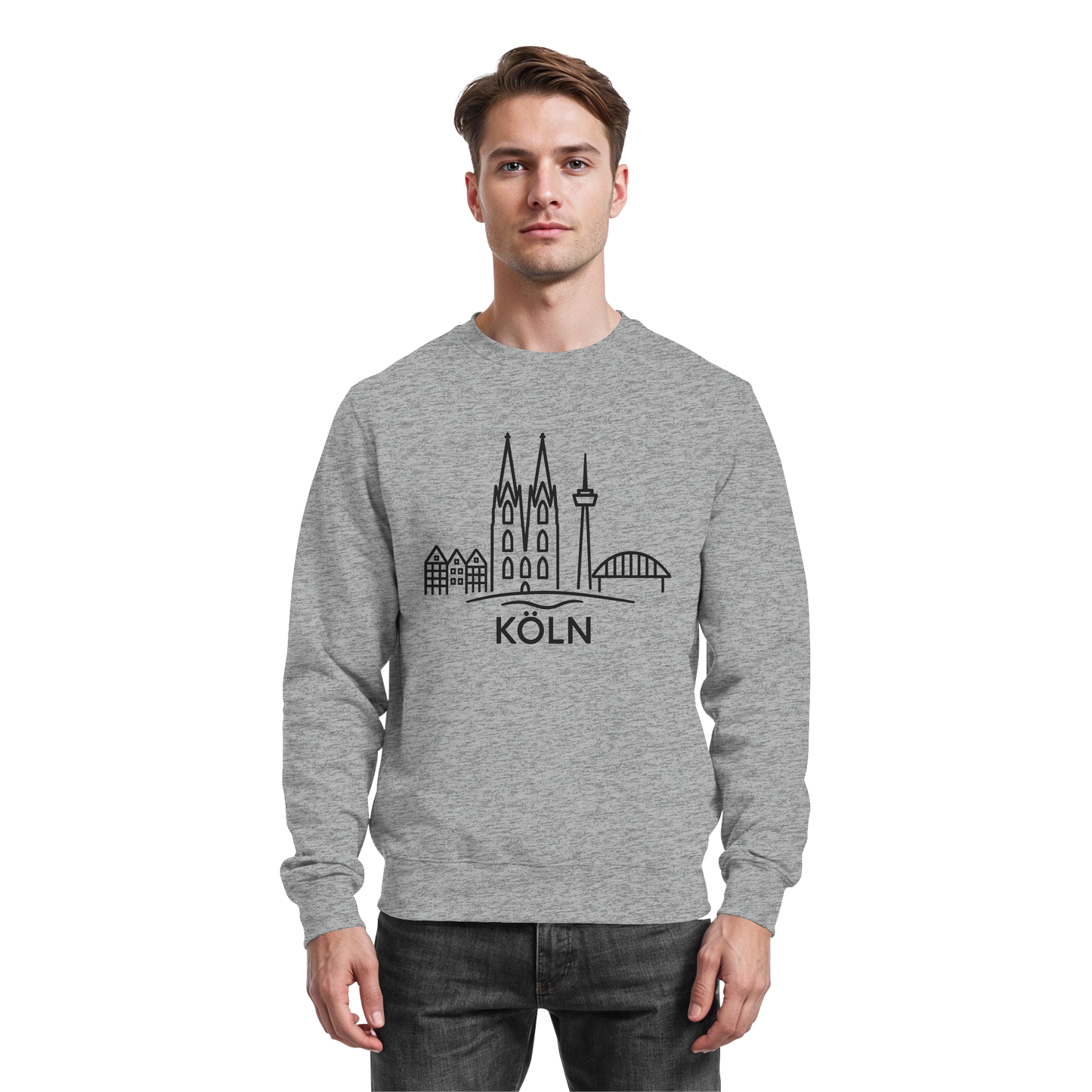 Köln Skyline (großer Druck auf der Brust) - Basic Sweatshirt
