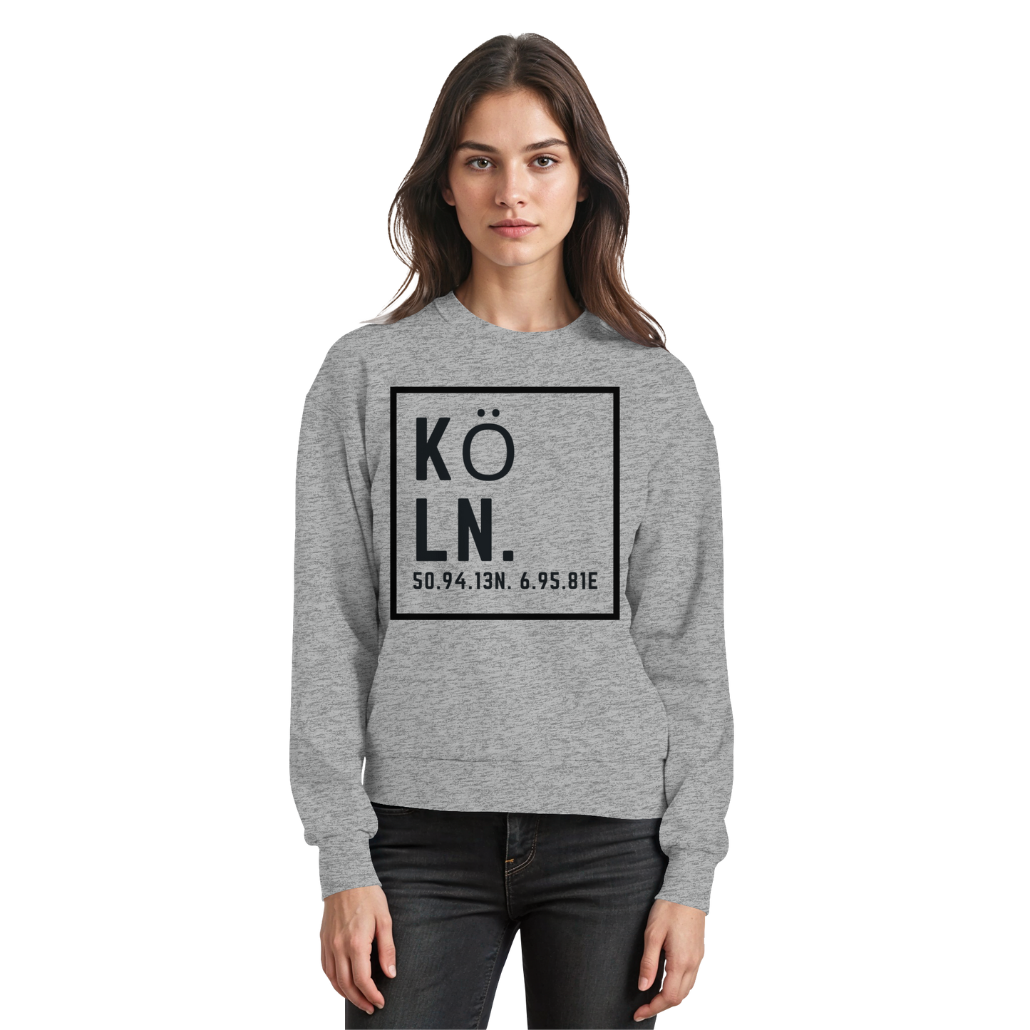 Köln Koordinaten (großer Druck auf der Brust) - Basic Sweatshirt
