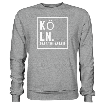 Köln Koordinaten (großer Druck auf der Brust) - Basic Sweatshirt