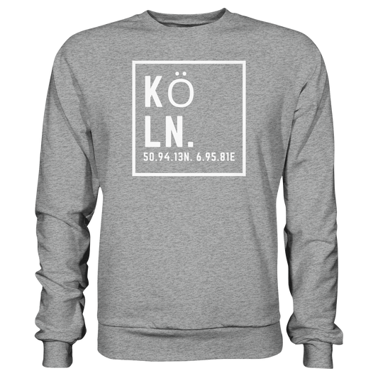Köln Koordinaten (großer Druck auf der Brust) - Basic Sweatshirt
