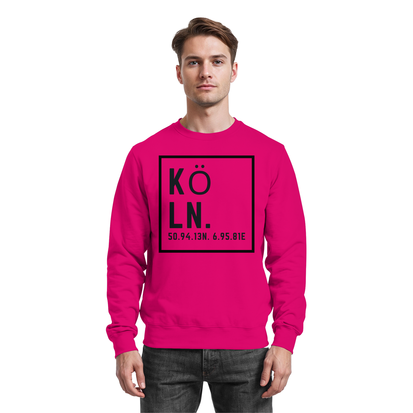 Köln Koordinaten (großer Druck auf der Brust) - Basic Sweatshirt