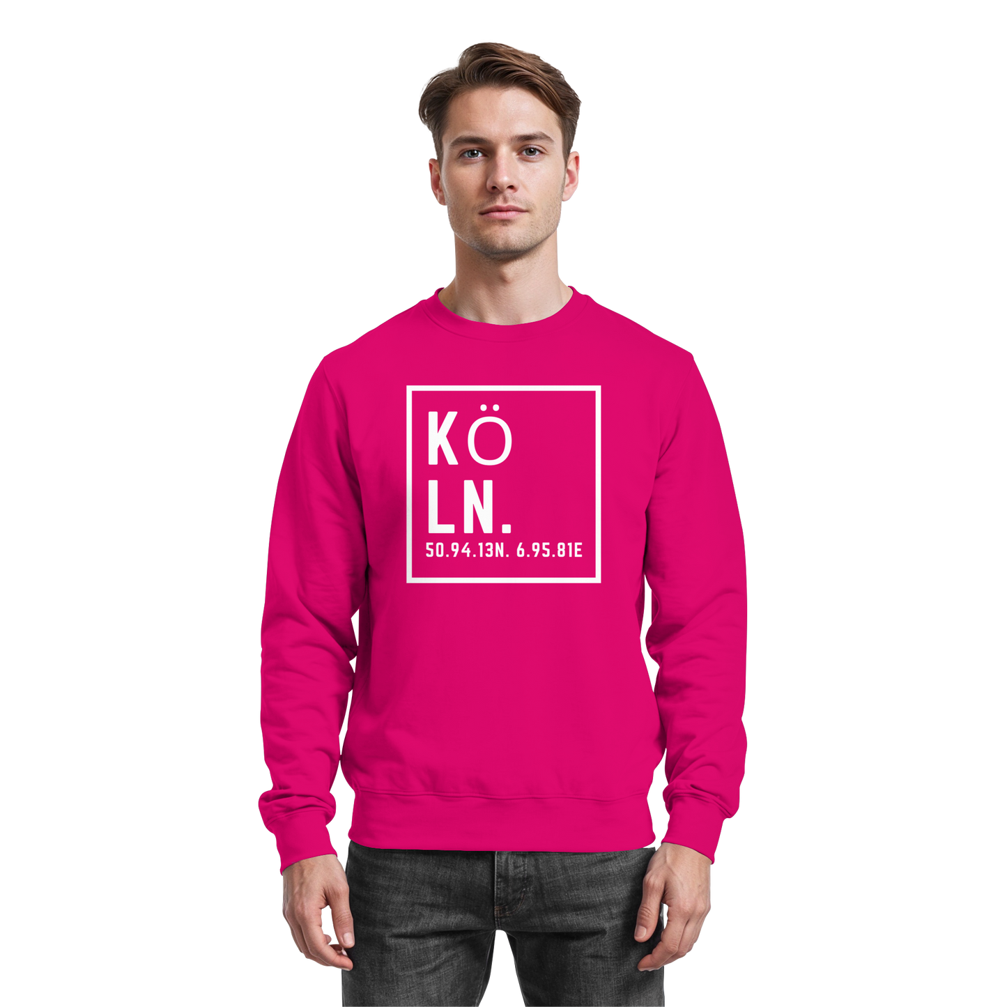 Köln Koordinaten (großer Druck auf der Brust) - Basic Sweatshirt