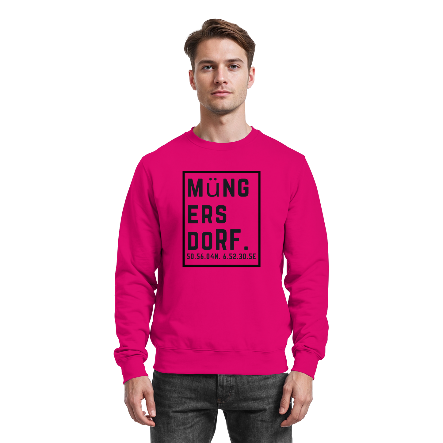 Müngersdorf Koordinaten (großer Druck auf der Brust) - Basic Sweatshirt