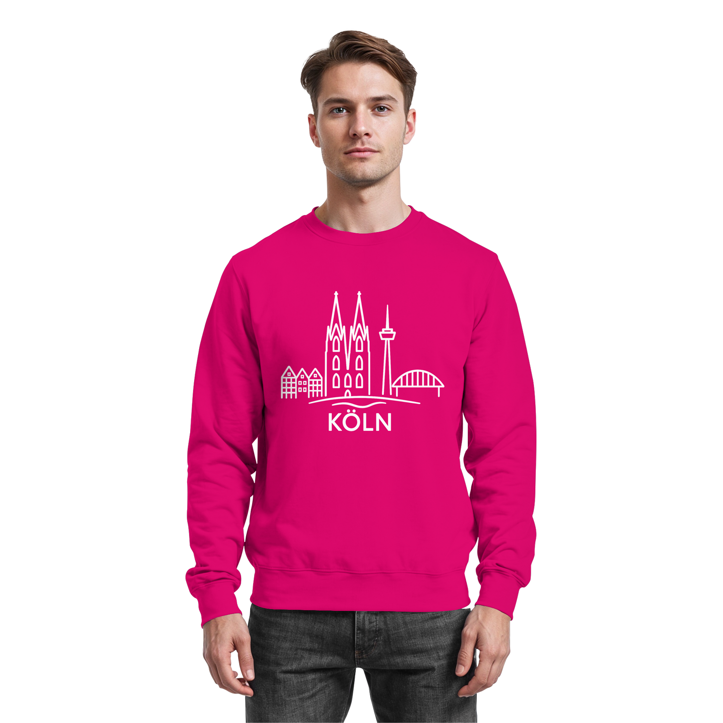 Köln Skyline (großer Druck auf der Brust) - Basic Sweatshirt