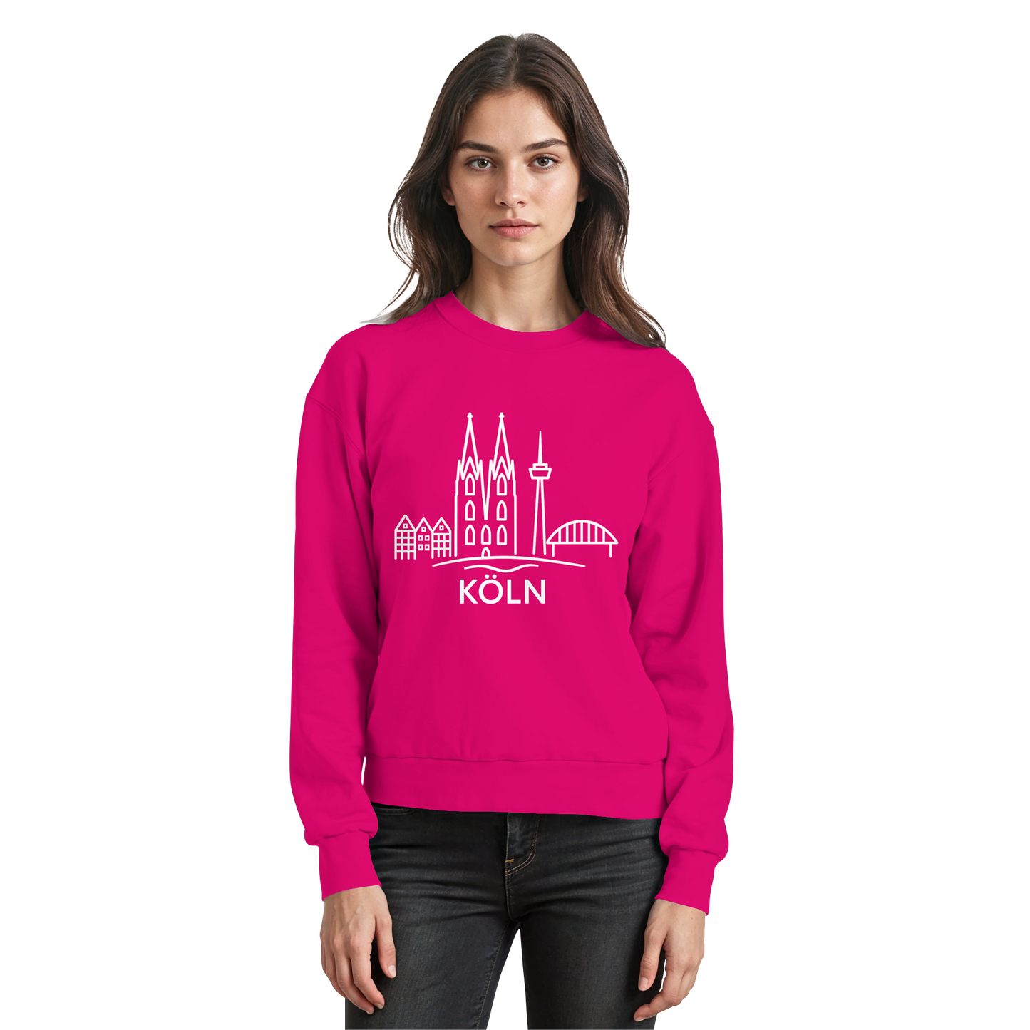 Köln Skyline (großer Druck auf der Brust) - Basic Sweatshirt