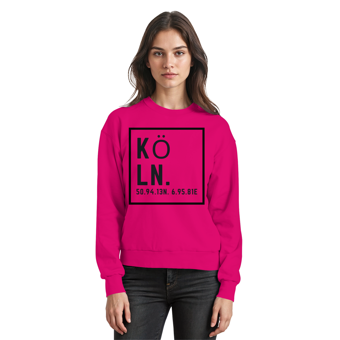 Köln Koordinaten (großer Druck auf der Brust) - Basic Sweatshirt