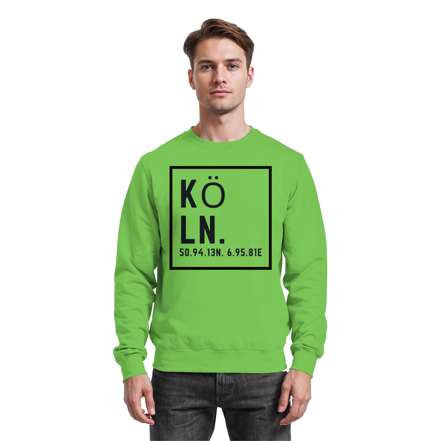Köln Koordinaten (großer Druck auf der Brust) - Basic Sweatshirt