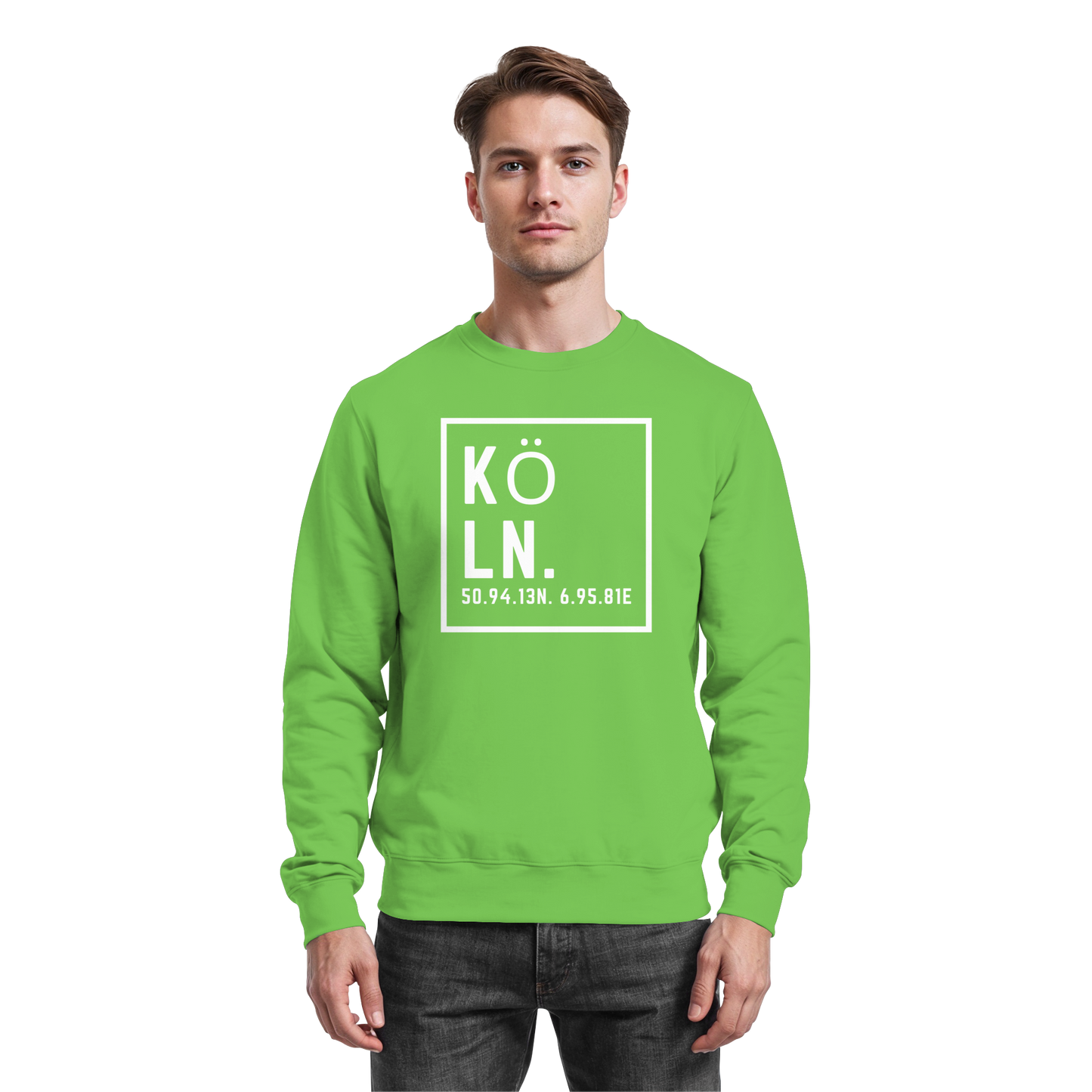 Köln Koordinaten (großer Druck auf der Brust) - Basic Sweatshirt