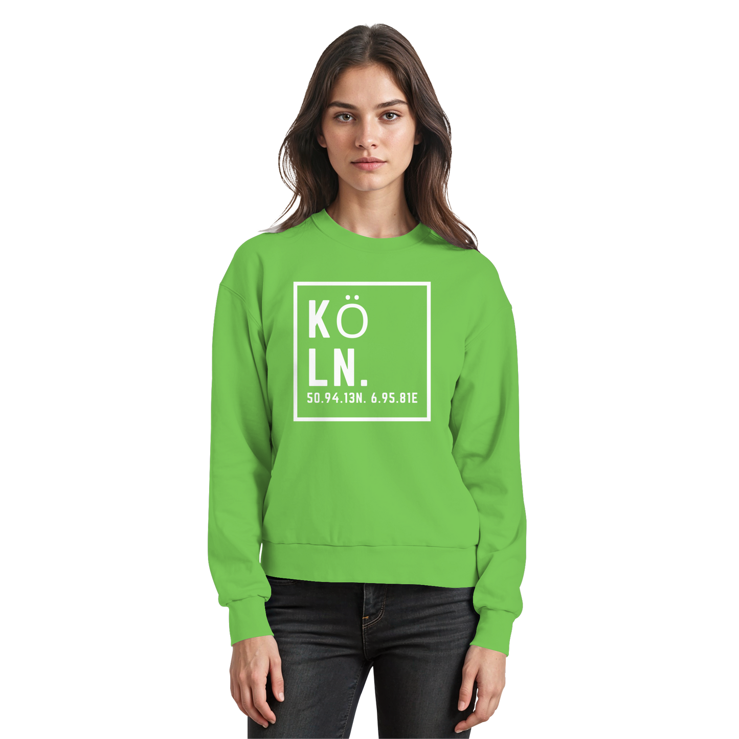 Köln Koordinaten (großer Druck auf der Brust) - Basic Sweatshirt