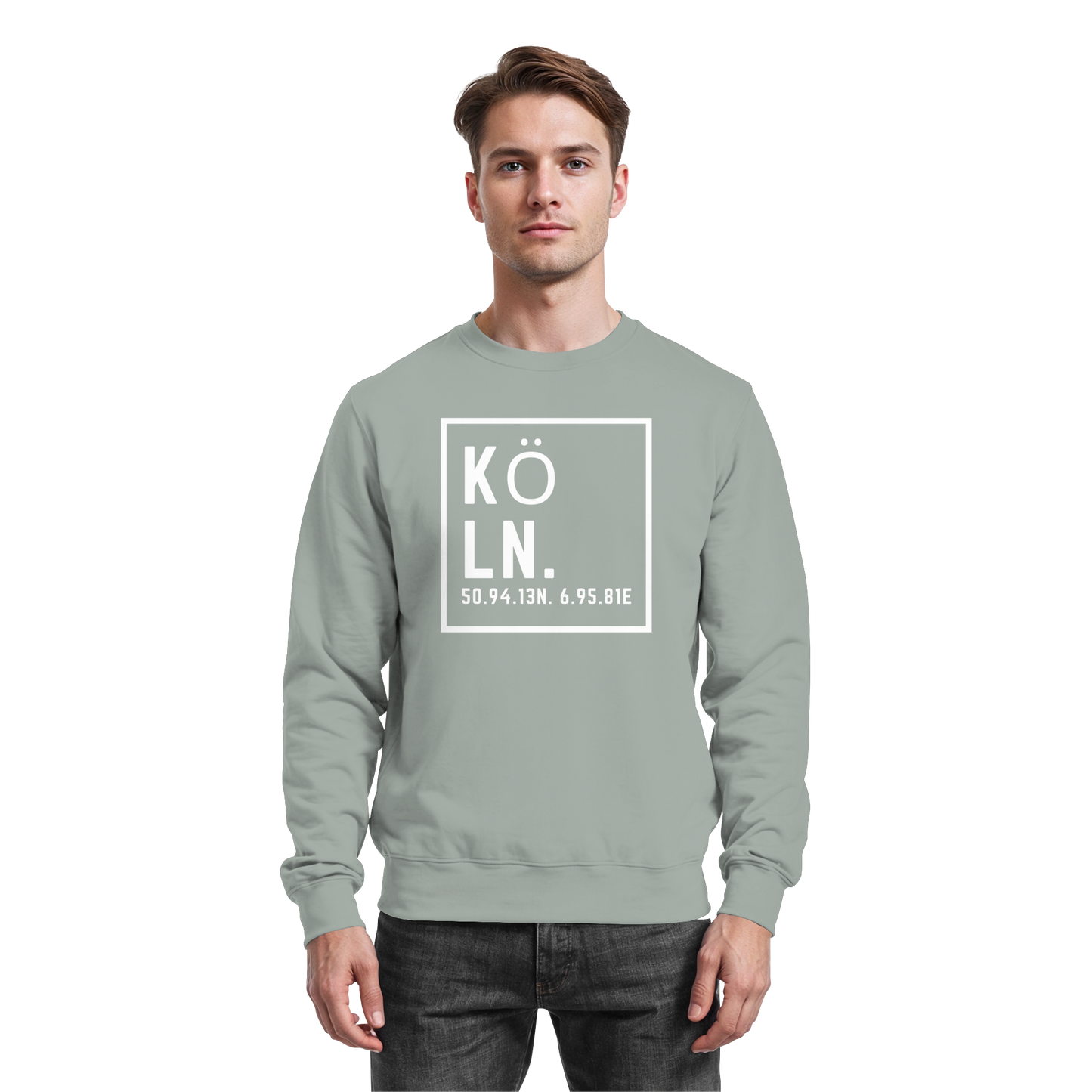 Köln Koordinaten (großer Druck auf der Brust) - Basic Sweatshirt
