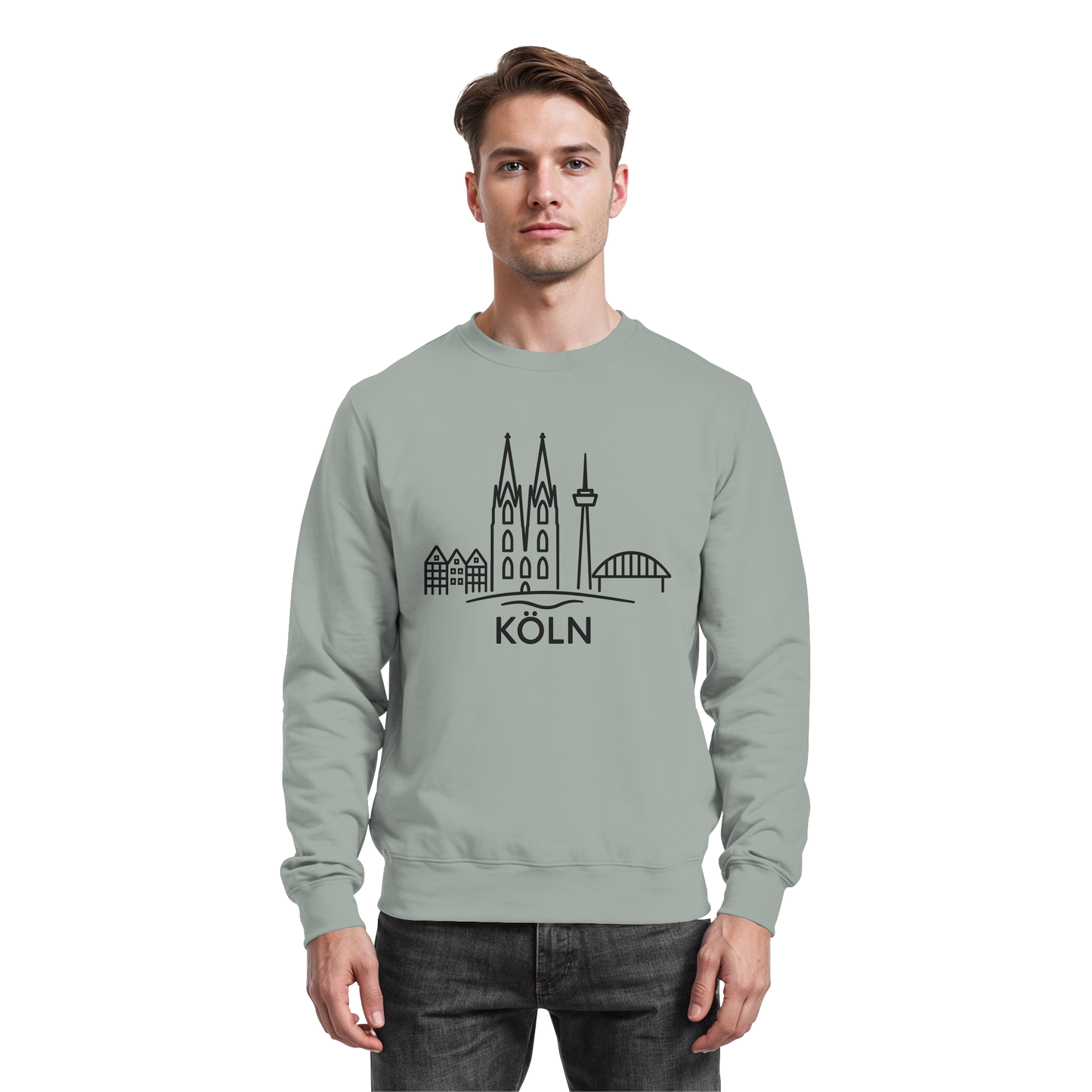 Köln Skyline (großer Druck auf der Brust) - Basic Sweatshirt